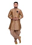 Groom Ethnic Golden Silk Indo Western Sherwani