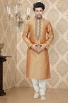 Stunning Orange Color Embroidery Kurta Payjama