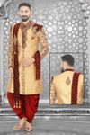 Latest Golden Wedding Dhoti Sherwani