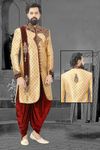 Marvellous Golden Embroidered Wedding Sherwani