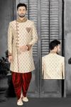 Elegant Embroidered Cream Dhoti Sherwani Set