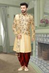 Elegant Fawn Wedding Dhoti Sherwani