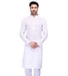 White Cotton Plain Kurta For Men