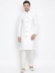 White And White Silk Kurta With Chudidar