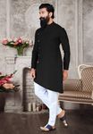 Eye Catching Black Silk Indo Western With White Bottom