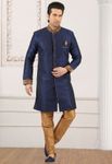 Eternal Navy Blue Silk Indo Western Sherwani
