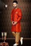 Trendy Orange Silk Indo Western Sherwani