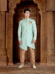 Stylish Seafoam Green Color Indo Western Sherwani