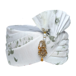 White Green Floral Wedding Turban Pagri