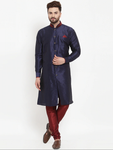 Navy Blue Festive Silk Kurta Pyjama