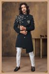 Navy Blue Handwork Asymmetrical Indo Western