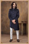 Imported Fabric Navy Blue Indo Western Sherwani