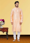 Pink Printed Silk Kurta Pajama