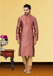 Ethnic Look Maroon Brocade Kurta Pajama