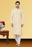 Lucknowi Chikankari Work Cream Kurta Pajama