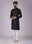 Black Chikankari And Sequance Work Kurta With White Pajama