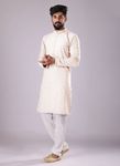 Cream Chikankari And Sequance Work Kurta With White Pajama