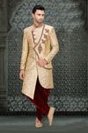 Asymmetrical Cut Rich Silk Wedding Dhoti Sherwani