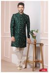 Charismatic Green Embroidered Indo Western Sherwani