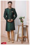 Pristine Green Classical Silk Indo Western Sherwani