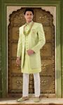 Latest Green Color Jacket Style Sherwani