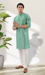 Light Green Mirror Work Kurta For Men