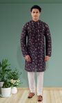 Multicolor Floral Print Silk Kurta Pajama