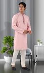 Peachy Pink Cotton Kurta Pajama For Men