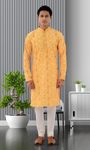 Haldi Ceremony Yellow Kurta With Sequins And Thread Work