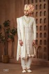 Cream Sherwani With All Over Handwork And Anarkali Kurta