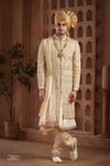 All Over Handwork Beige Sherwani With Anarkali Kurta