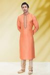 Beautiful Peach Color Embroidery Work Kurta Pajama