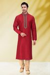 Attractive Red Color Kurta Set With Rich Embroidery Work