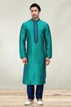 Light Rama Embroidered Kurta With Blue Pajama