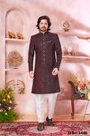 Modern Maroon Colored Party Wear Indo Western Sherwani