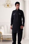 Splendid Black Pathani Suit BL4017