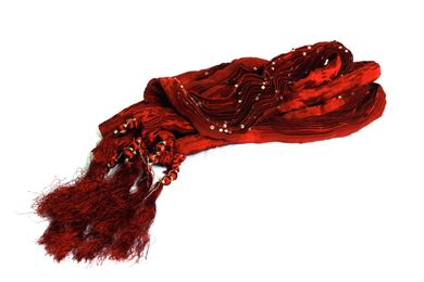 Maroon Diamond Pleating Khesh Stole