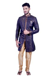 Denim Blue &  Gold  Indowestern Sherwani  RK1091