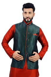 Dark Oak Leaf  Nehru Jacket   RK4137