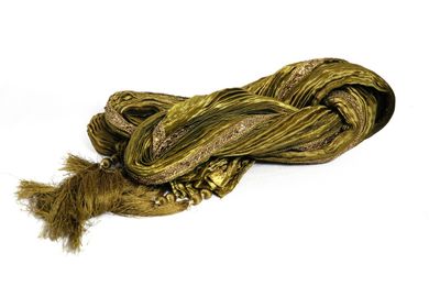 Olive Green Fancy Border Khesh Stole