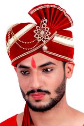 Maroon Cream Wedding Safa Turban