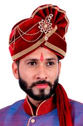Red Velvet Wedding Safa Turban