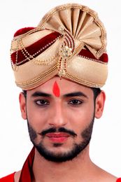 Gold Maroon Wedding Safa Turban