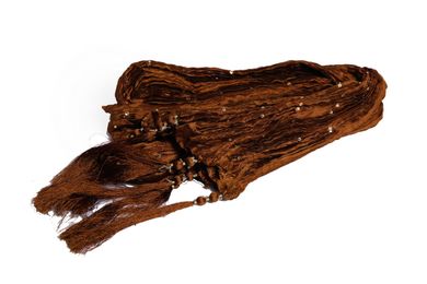 Dark Brown Diamond Pleating Khesh Stole