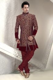 Maroon Color Voguish Indo Western Sherwani