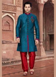 Regal Blue Color Indo Western Sherwani