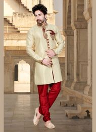 Look Adolescent Cream Indo Western Sherwani