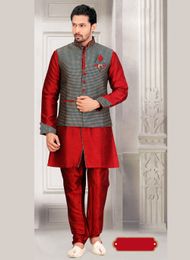 Maroon Color Charming Indo Western Sherwani