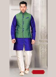 Royal Chic Blue Color Western Sherwani