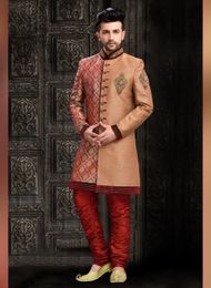 Magnet Brown Color Indo Western Sherwani